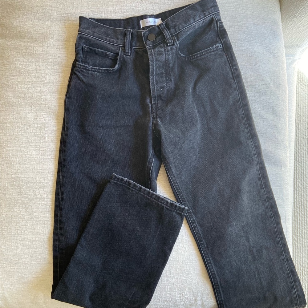 Anine Bing Charcoal Gray Denim Pants